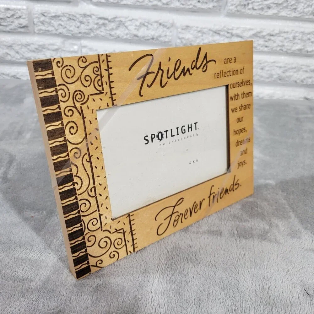 Lasercraft Friends Forever Picture Frame 4x6 Rustic Wood Reflection Photo S23E